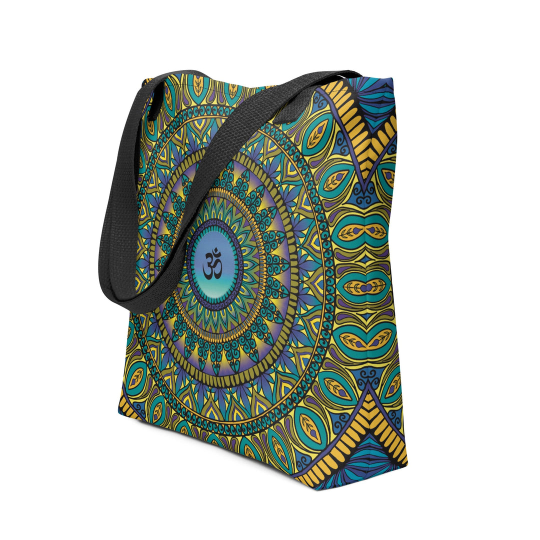 mandala tote bag petrol purple gold ohm boho tote bag double sided print polyester tote bag