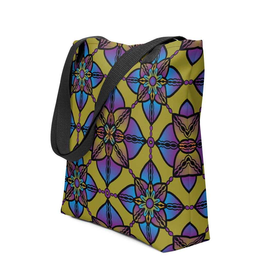 mandala tote bag purple blue yellow boho tote bag double sided print polyester tote bag