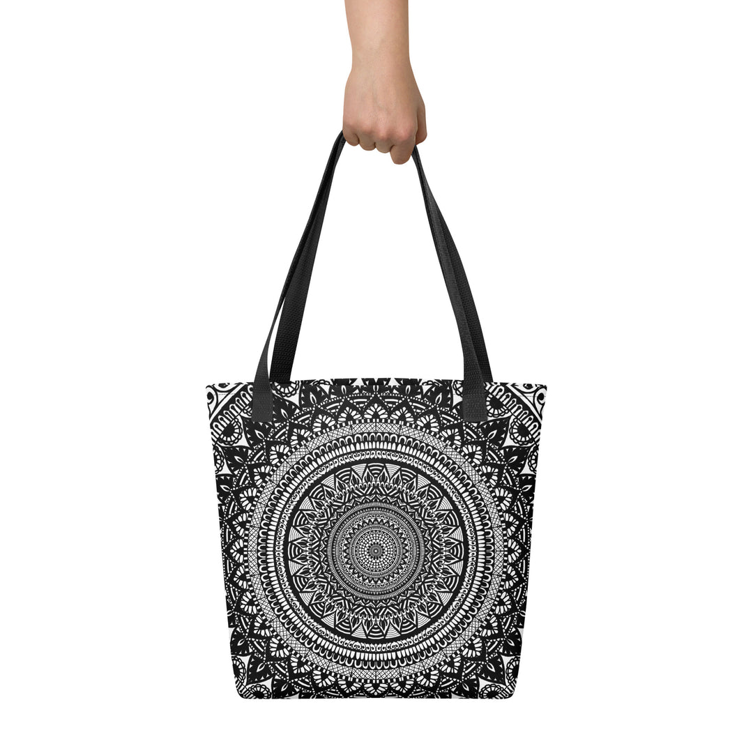 Mandala Tote Bag – Black & White Zen Design