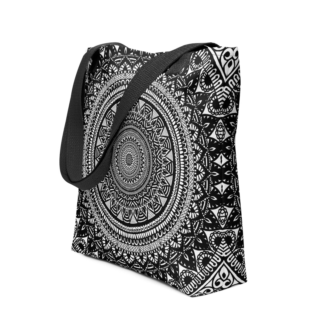 mandala tote bag black white boho tote bag double sided print polyester tote bag