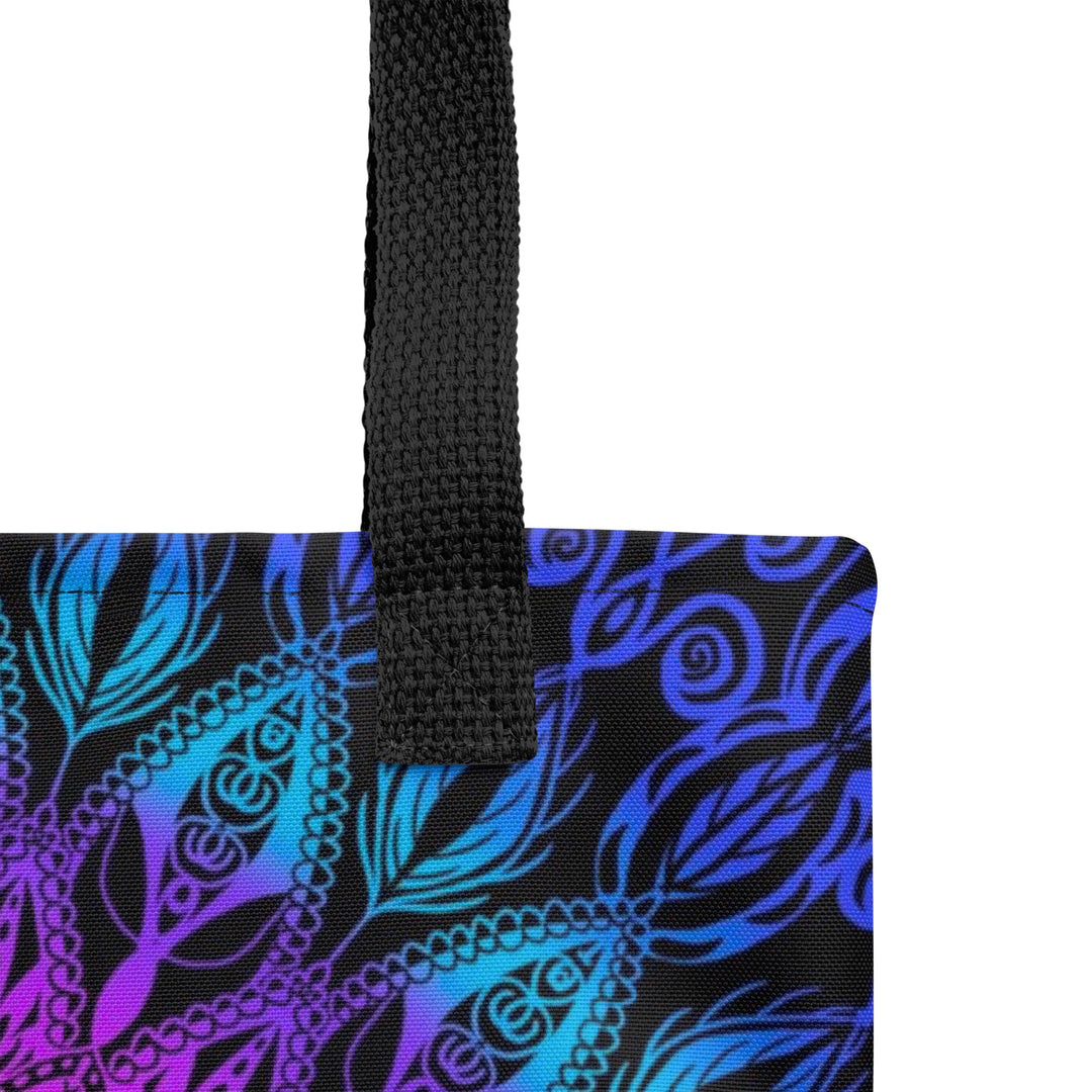 Orange Tote Bag with Pink Purple Blue Mandala Print, product detail view