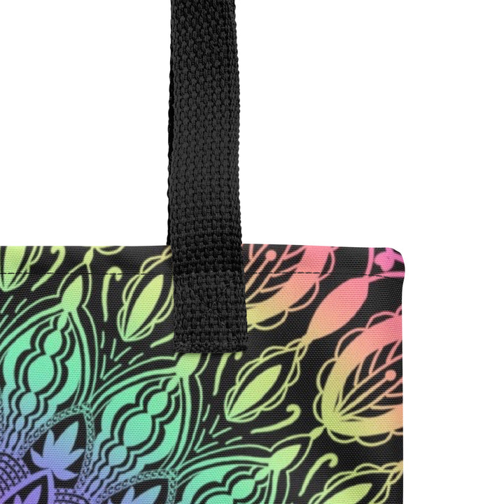 Colorful Tote Bag with Multicolor Mandala Boho Design, product detail view