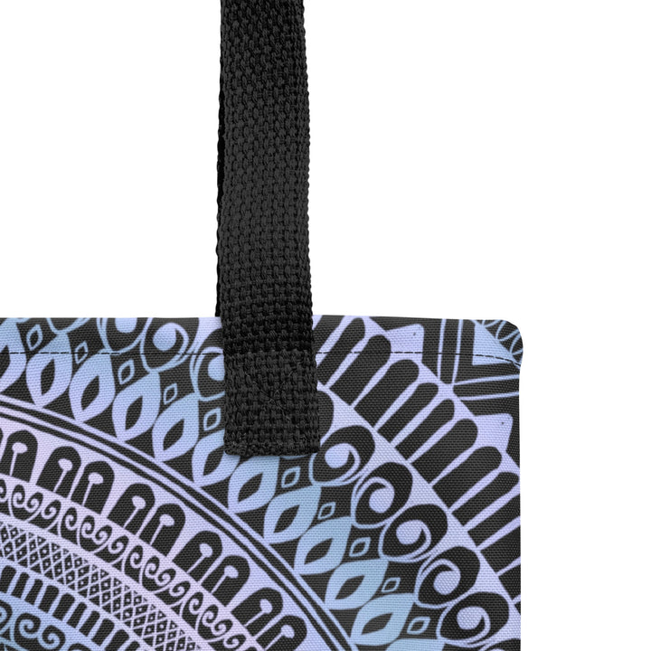 Pastel Tote Bag with Blue Pink Mandala Boho Print, product detail view
