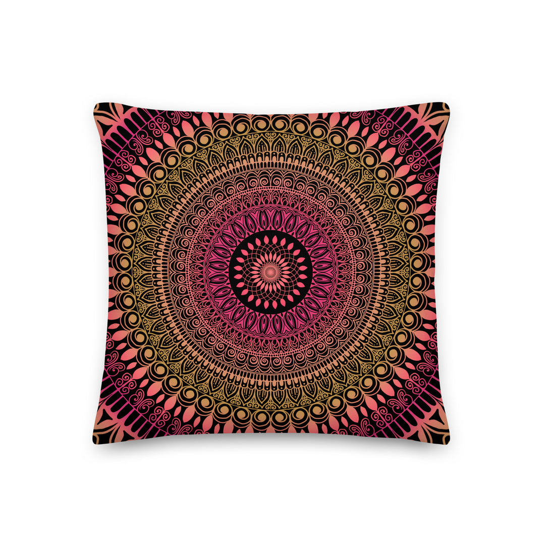 Warm Pink Gold Mandala Cushion Cover, Mehndi Boho Pillow Cover