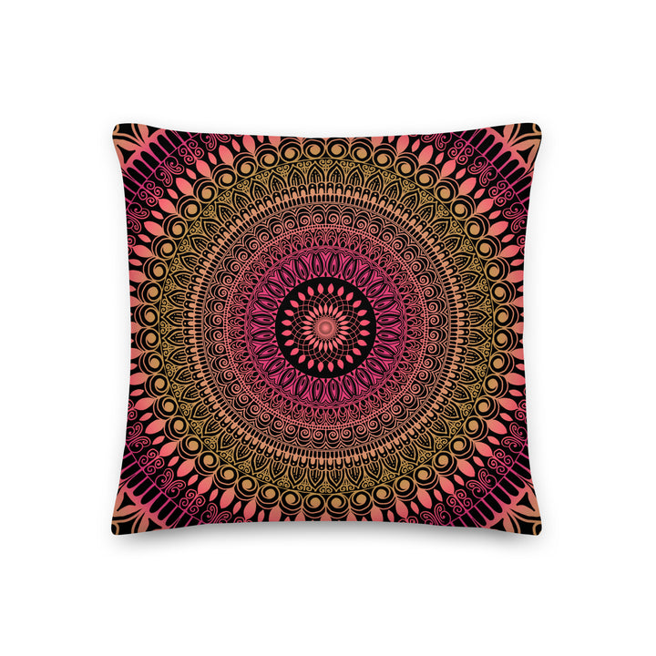 Warm Pink Gold Mandala Cushion Cover, Mehndi Boho Pillow Cover