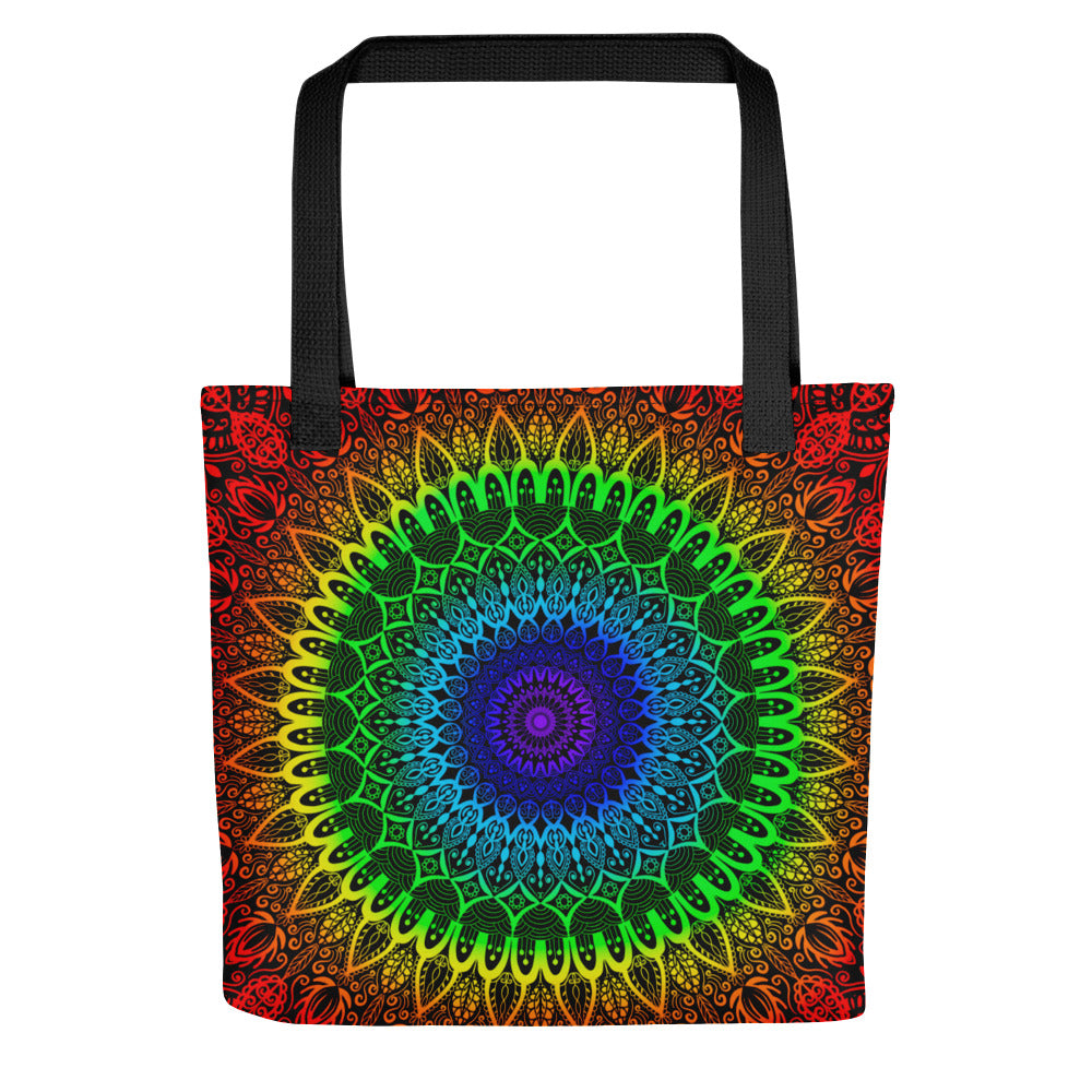 mandala tote bag chakra colors boho tote bag for women double sided print polyester tote bag