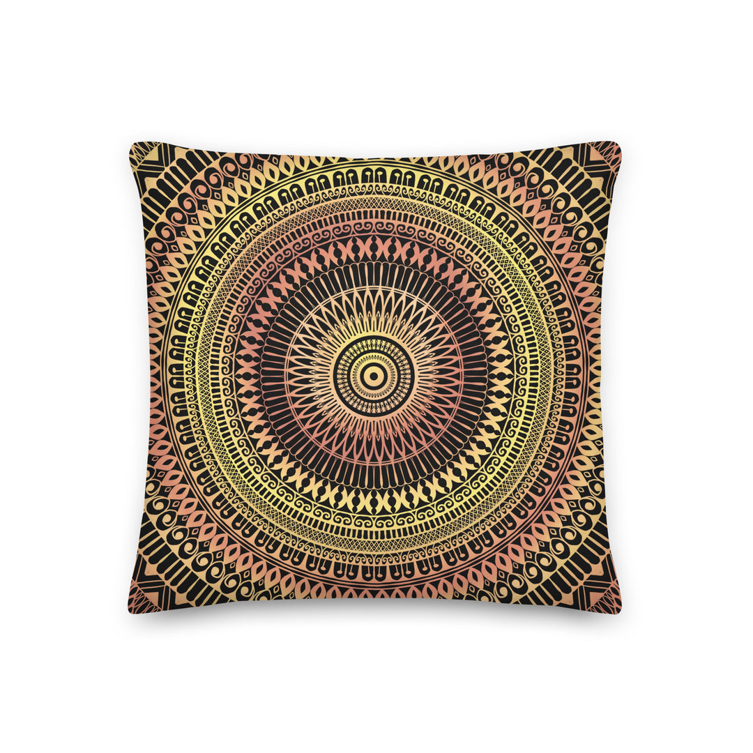 Elegant Glow: met mandala's versierd geel keramiek sierkussen