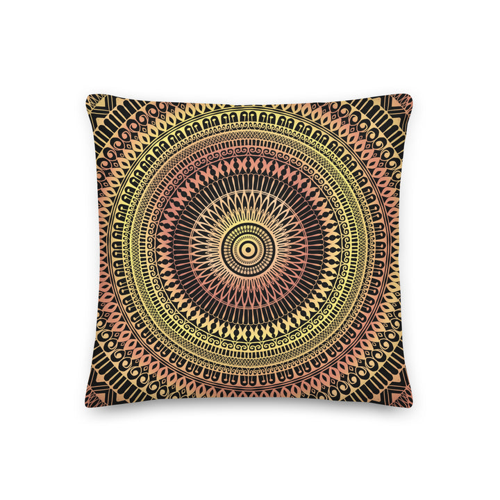 Elegant Glow: met mandala's versierd geel keramiek sierkussen