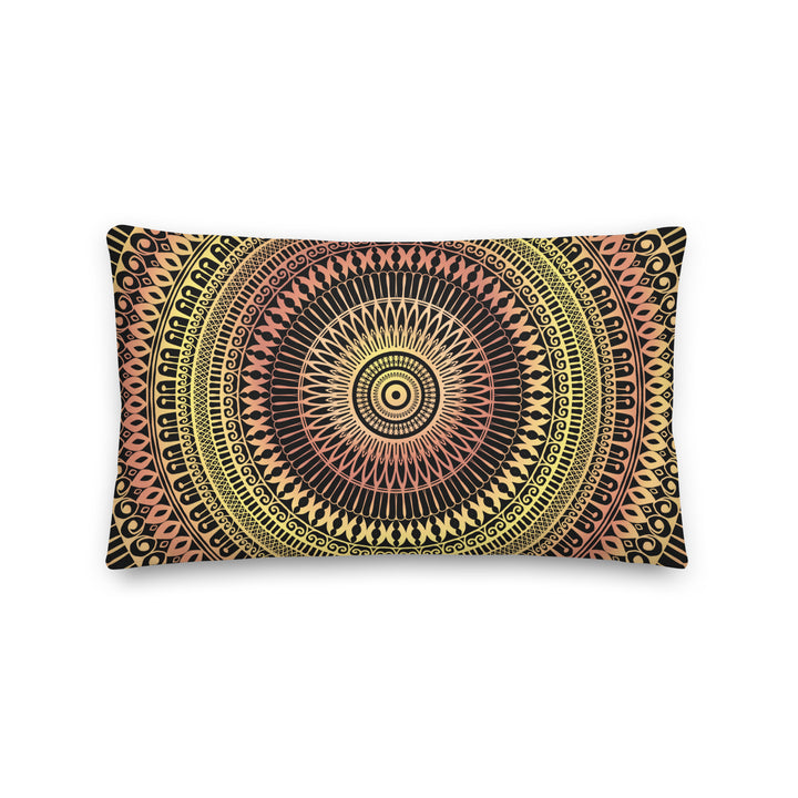 Elegant Glow: met mandala's versierd geel keramiek sierkussen