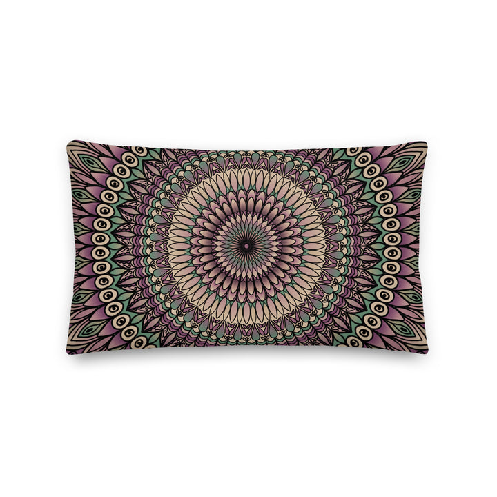 Petal Harmony: Printed Throw Pillow in Soft Purple, Green, and Beige