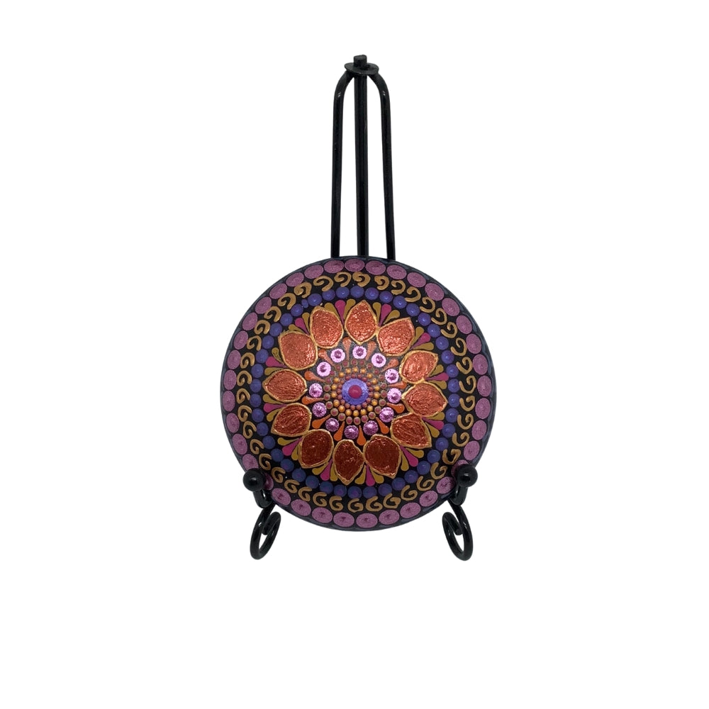 Mandala Stone in Copper, Pink and Purple small