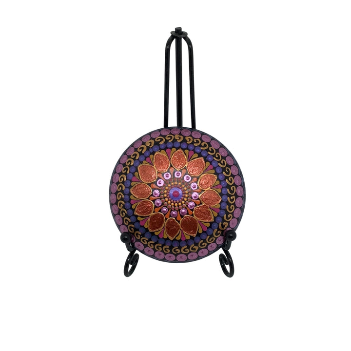 Mandala Stone in Copper, Pink and Purple small