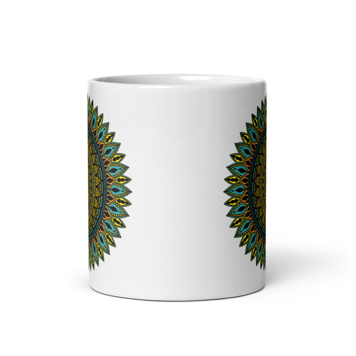 Mandala Mug – Printed Boho Coffee Cup in White with Intricate Design