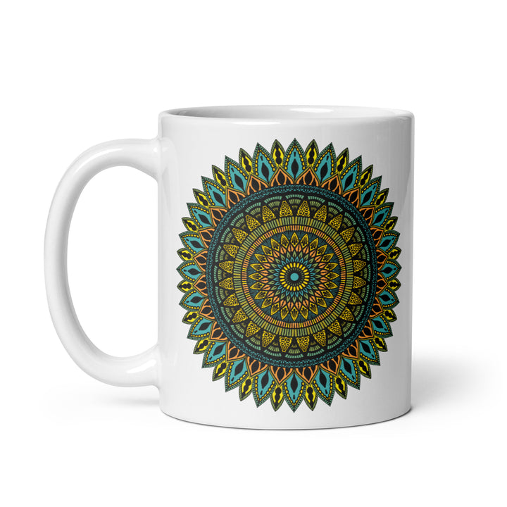 Mandala Mug – Printed Boho Coffee Cup in White with Intricate Design