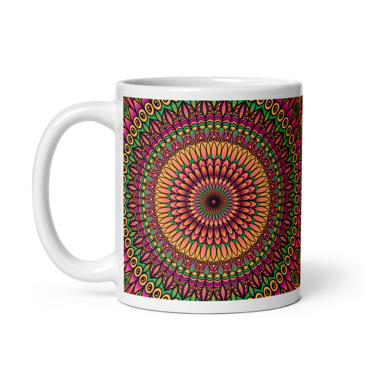 Floral Whispers: Mandala-mok in oranje, roze en groen"