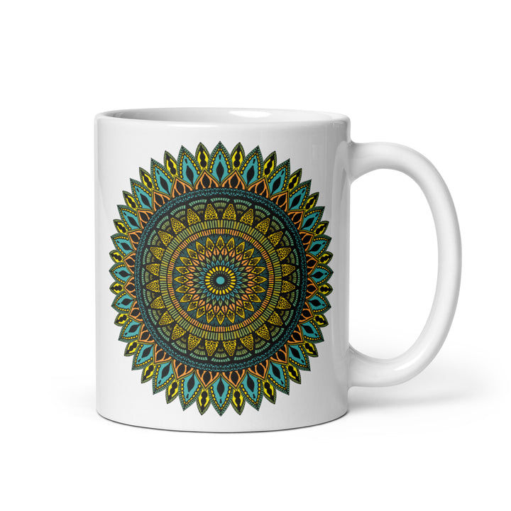 Mandala Mug – Printed Boho Coffee Cup in White with Intricate Design
