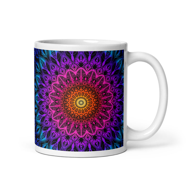  Orange, Pink, Purple & Blue Mug | Boho Mandala Mug | Mandala Stone