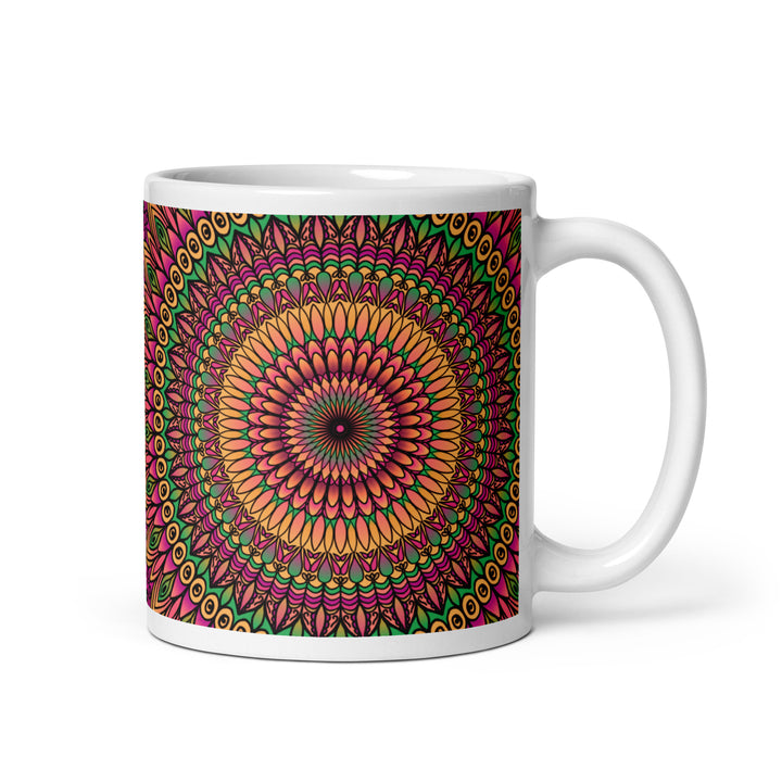 Floral Whispers: Mandala-mok in oranje, roze en groen"