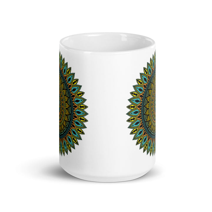 Mandala Mug – Printed Boho Coffee Cup in White with Intricate Design