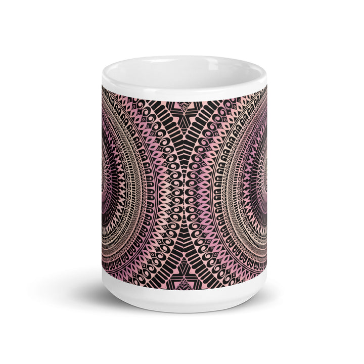 Graceful Mandala: lichtroze en beige mok