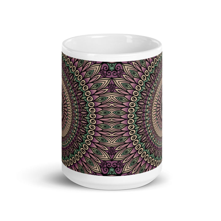 Petal Harmony: Printed Mug in Soft Purple, Green, and Beige