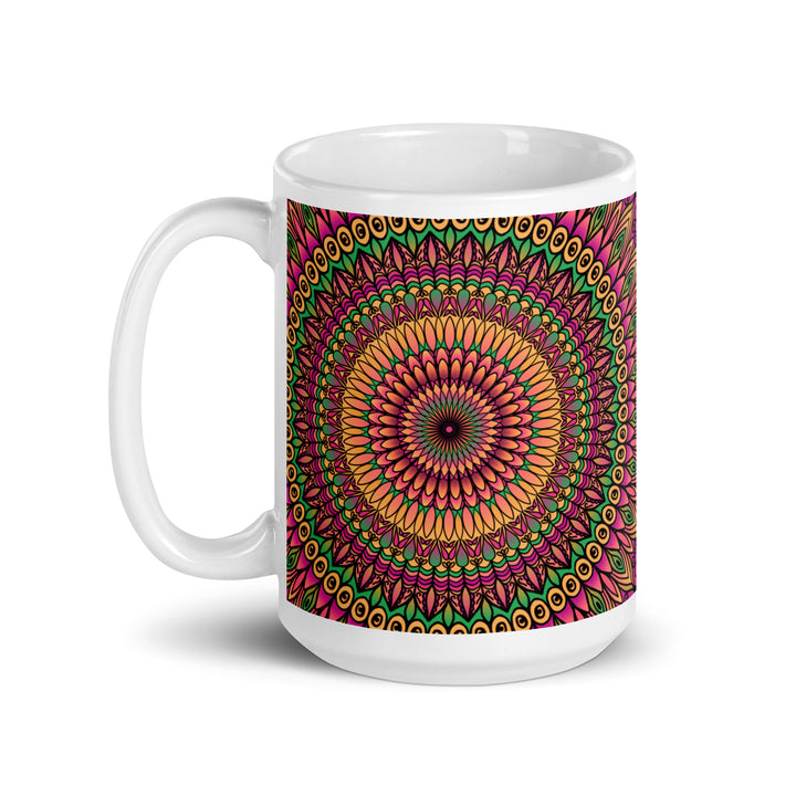 Floral Whispers: Mandala-mok in oranje, roze en groen"