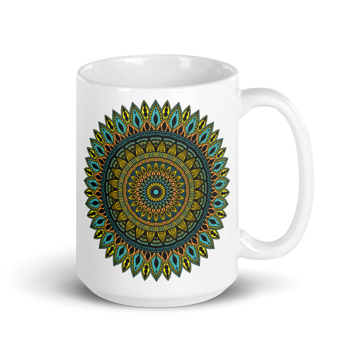 Mandala Mug – Printed Boho Coffee Cup in White with Intricate Design