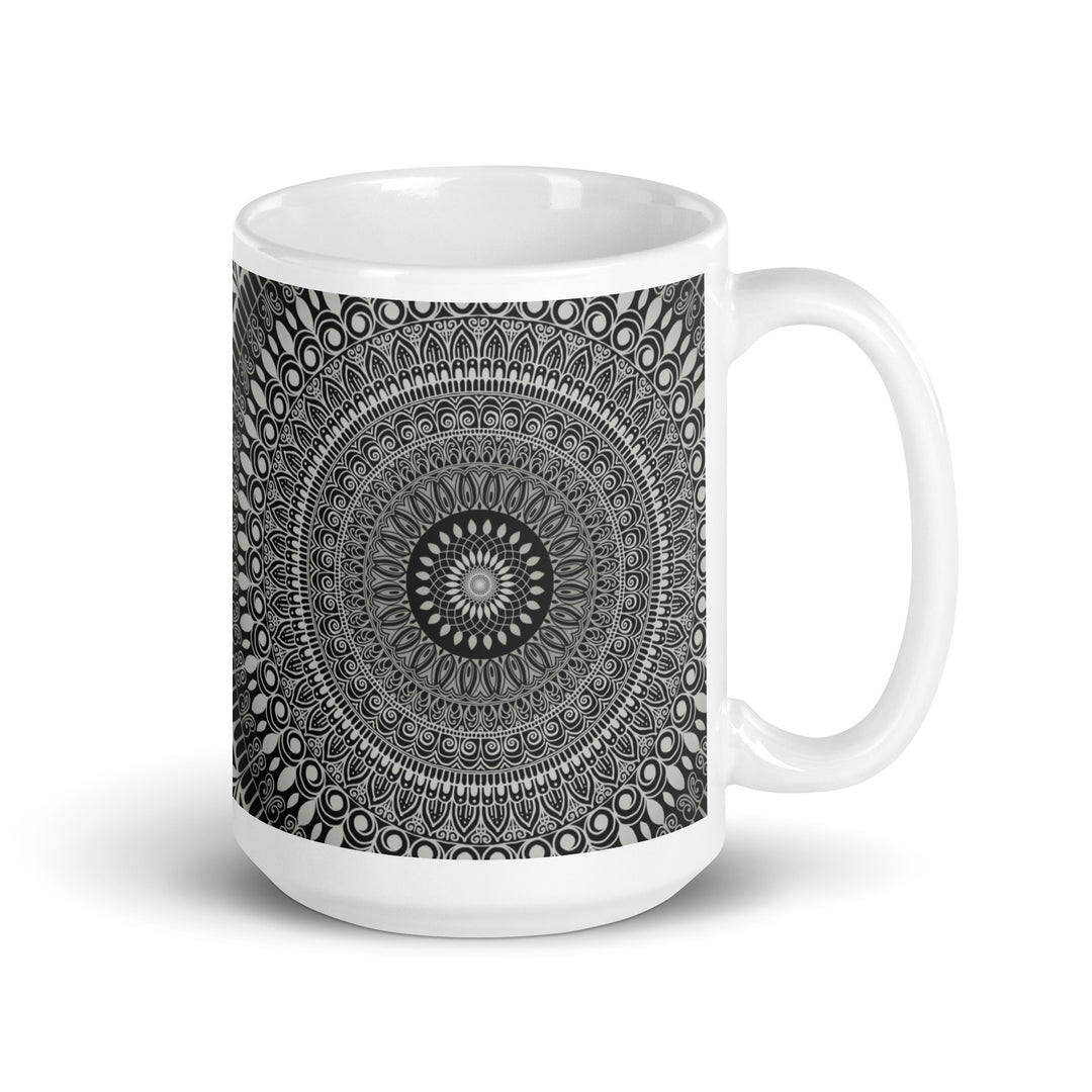 Artful Zen Grey Mandala Mug | Grey Mandala Mug | Mandala Stone